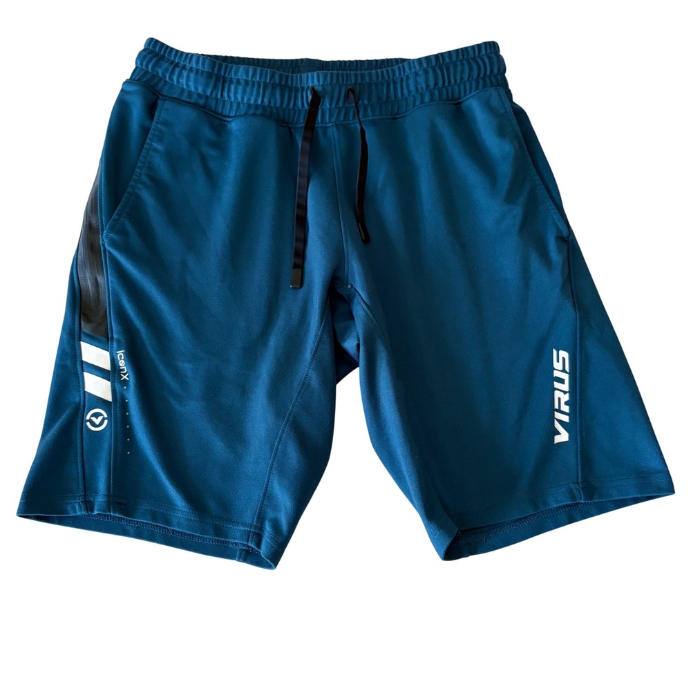 Virus IconX Mens Bioceramic Active Shorts Teal Blue Welded Media Pocket Sz M